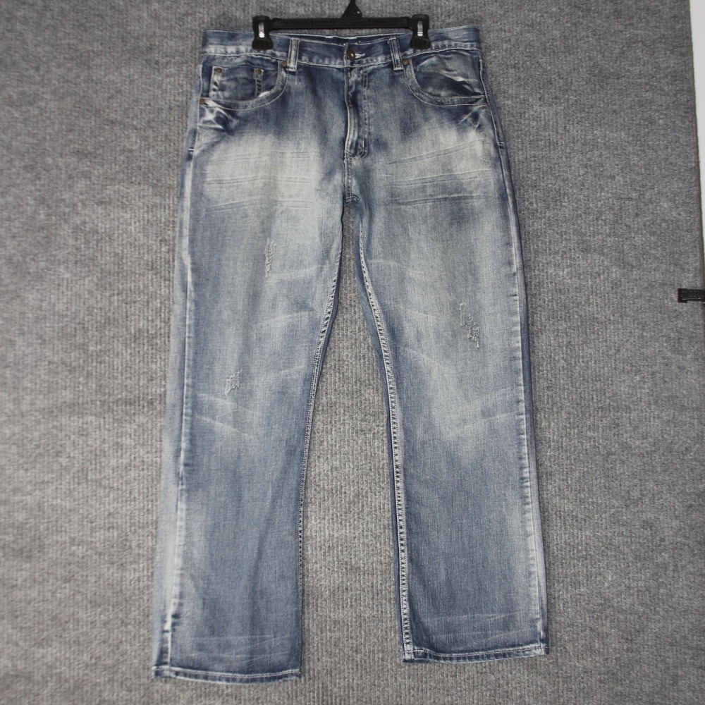 Flypaper‎ Jeans Mens 36x32 Blue Baggy Y2K Embroidered Streetwear
